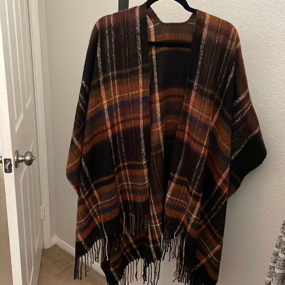 Brown Plaid Scarf Shawl